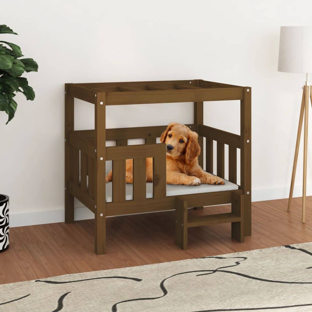 Vidaxl - Lit pour chien Marron miel 75,5x63,5x70 cm Bois de pin solide vidaXL 822380 - Image 1