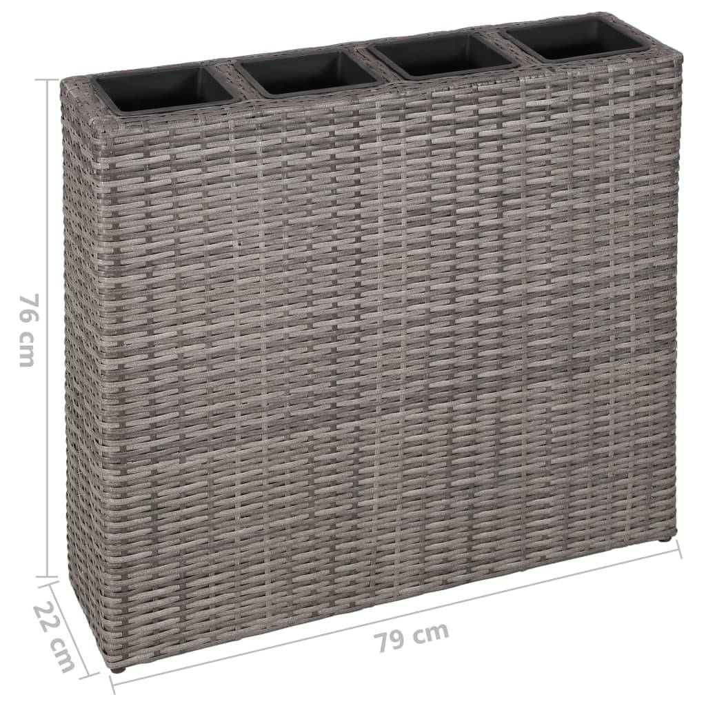 Jardinière lit surélevé plantes fleurs jardin avec 4 pots résine tressée gris - Image 6