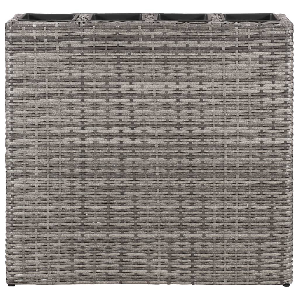 Jardinière lit surélevé plantes fleurs jardin avec 4 pots résine tressée gris - Image 3