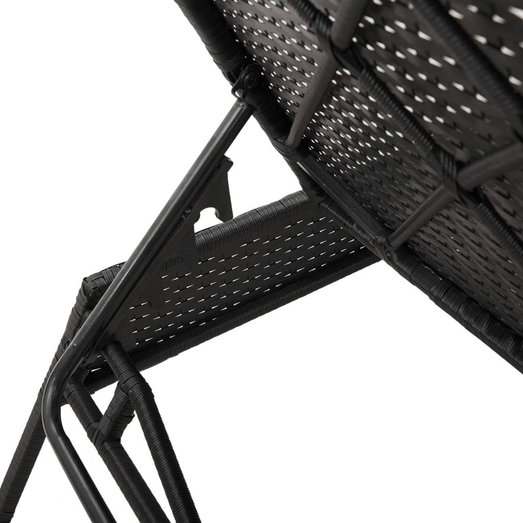 Chaise longue résine tressée noire avec coussin 170 x 59 x 26/50/64/75/85 cm - PANGIVO - Image 9