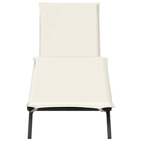 Chaise longue résine tressée noire avec coussin 170 x 59 x 26/50/64/75/85 cm - PANGIVO - Image 4