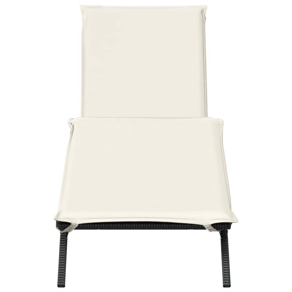 Chaise longue résine tressée noire avec coussin 170 x 59 x 26/50/64/75/85 cm - PANGIVO - Image 4