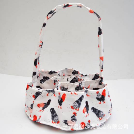 Panier Collecte Œufs 7 Compartiments Avec 7 Sacs 20 Cm - Panier Œufs Poule Canard Oie, Tissu Portable Ferme Blanche