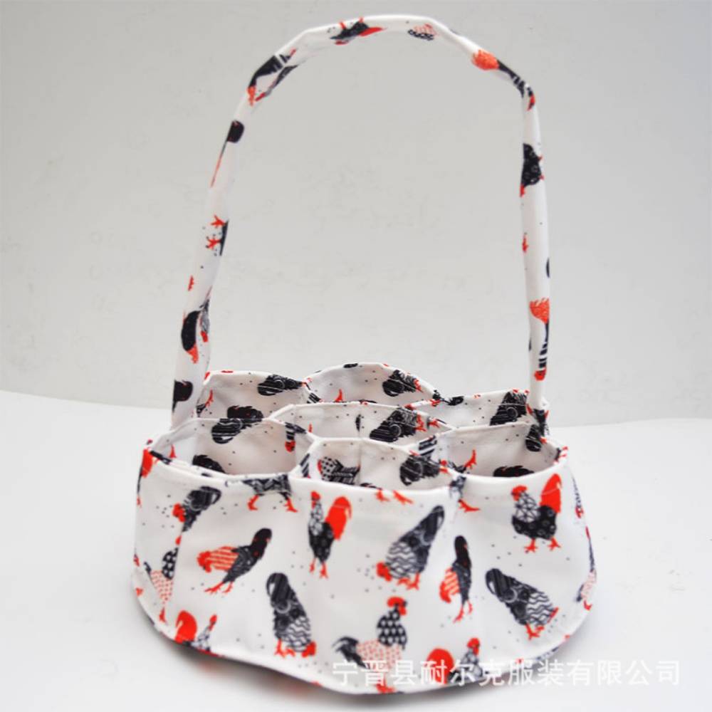 Panier Collecte Œufs 7 Compartiments Avec 7 Sacs 20 Cm - Panier Œufs Poule Canard Oie, Tissu Portable Ferme Blanche