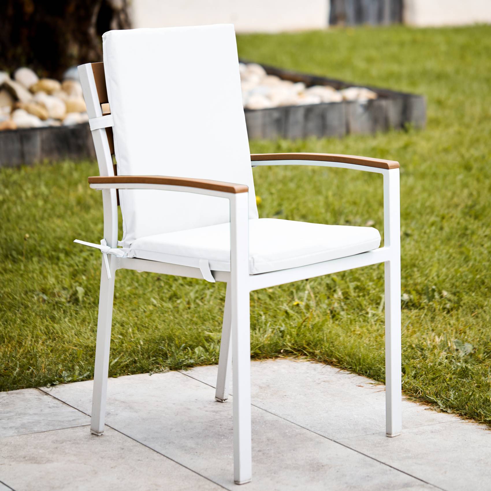 Home Maison - Coussin de fauteuil extérieur assise et dossier MINORQUE - HOME MAISON - Polyester - Blanc - Image 3
