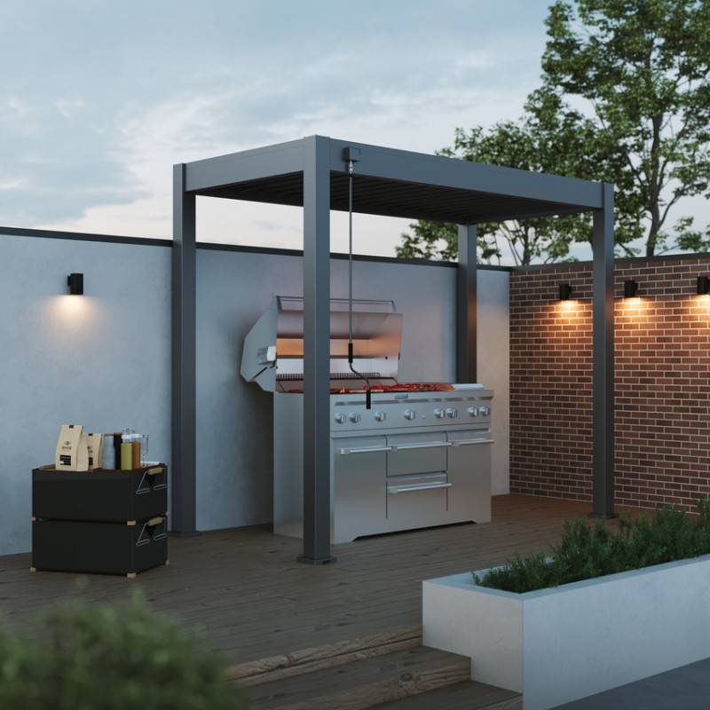 Ombrea - Pergola Barbecue Ombréa 3x1,5M autoportante - Anthracite