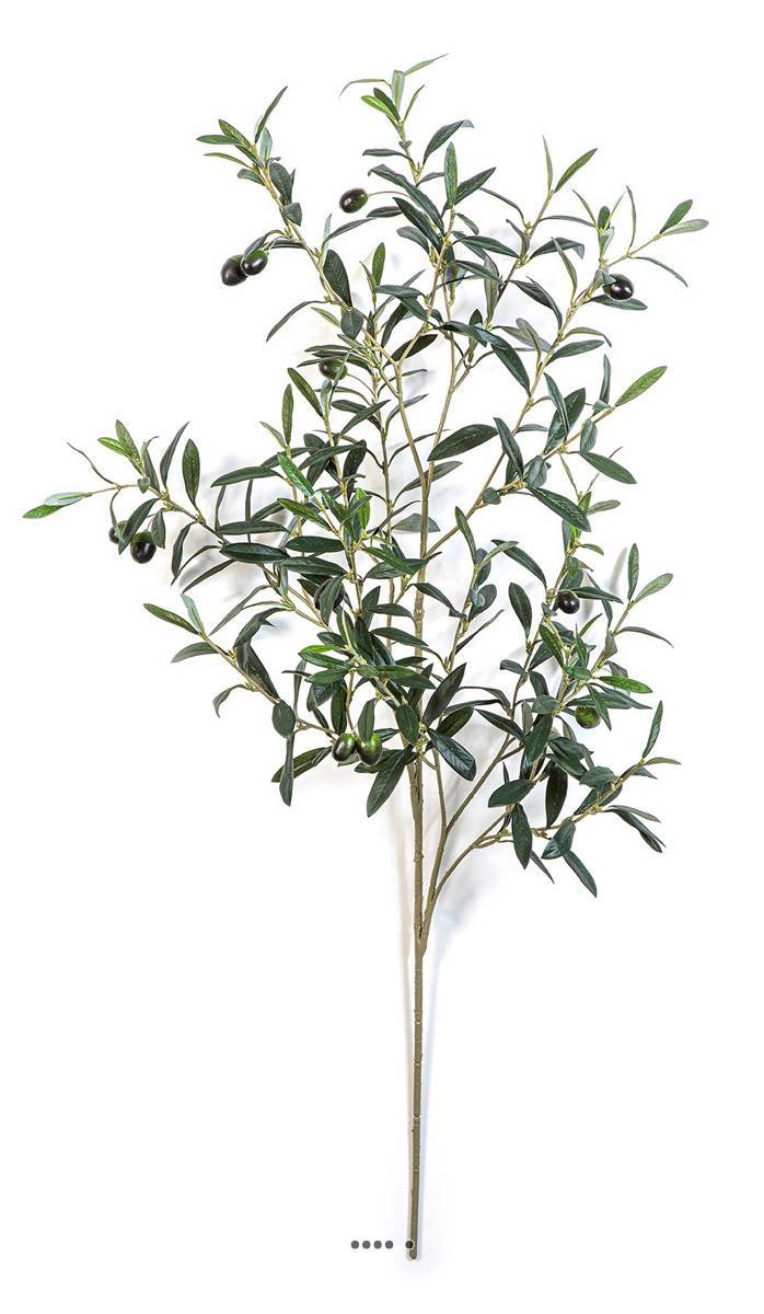 Branche d'olivier artificiel H 105 cm avec 306 feuilles tissu + 12 Olives D 40 cm - Image 1