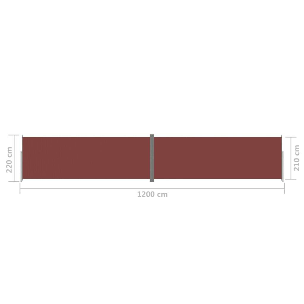 Helloshop26 - Auvent paravent store brise-vue latéral rétractable de patio jardin terrasse balcon protection visuelle écran 220 x 1200 cm marron - Image 6