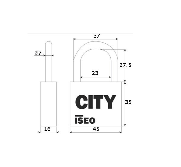 Iseo - Cadenas CITY 45 mm - Laiton et anse acier - 2 clés - ISEO - 2052201 - Image 2