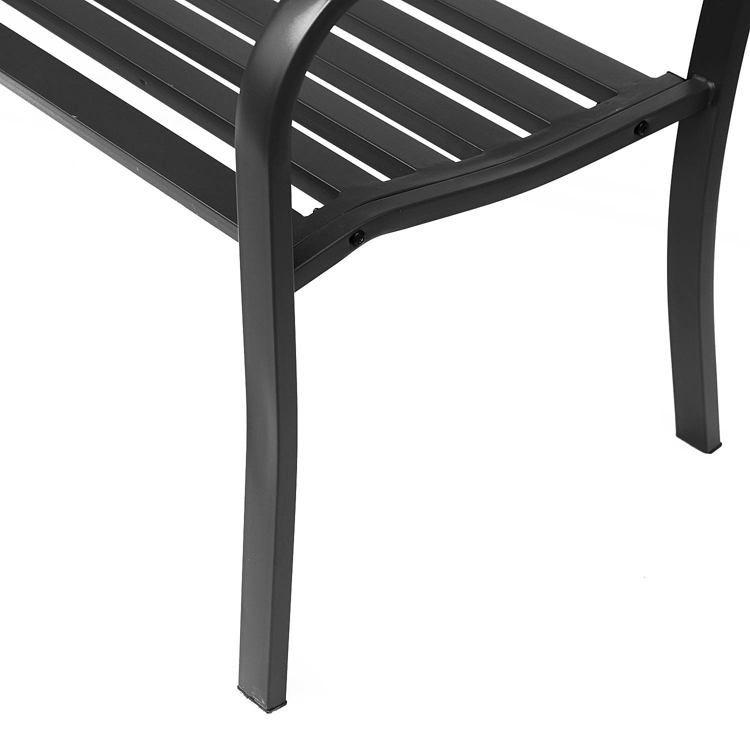 Outsunny - Banc 3 places de jardin terrasse style rural chic 127L x 60l x 85H cm métal époxy anticorrosion noir - Outsunny - Image 6