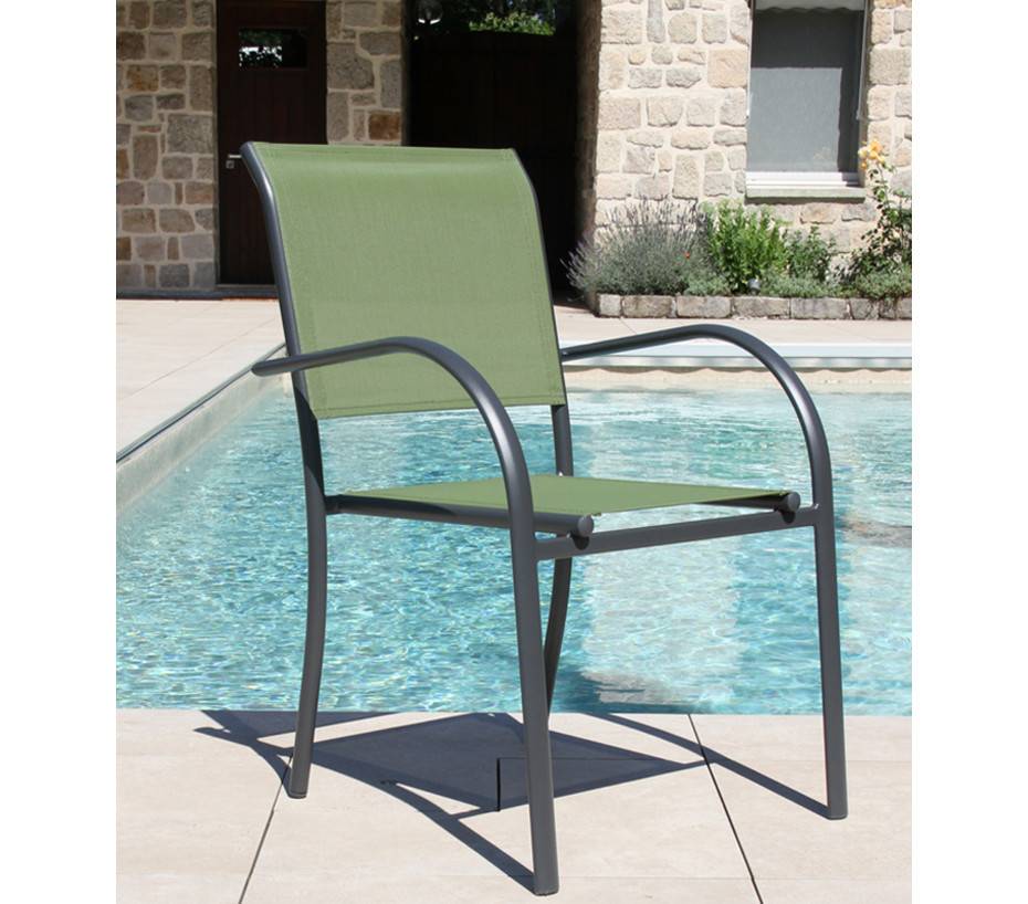 Ensemble table et chaises de jardin 6 places Vert sauge HONFLEUR BEZIERS - Image 6