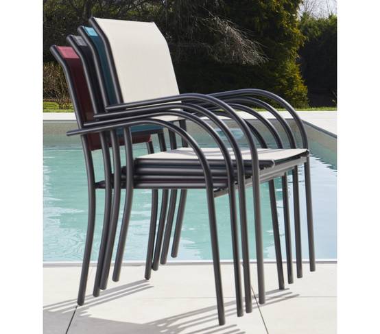 Ensemble table et chaises de jardin 6 places Vert sauge HONFLEUR BEZIERS - Image 5