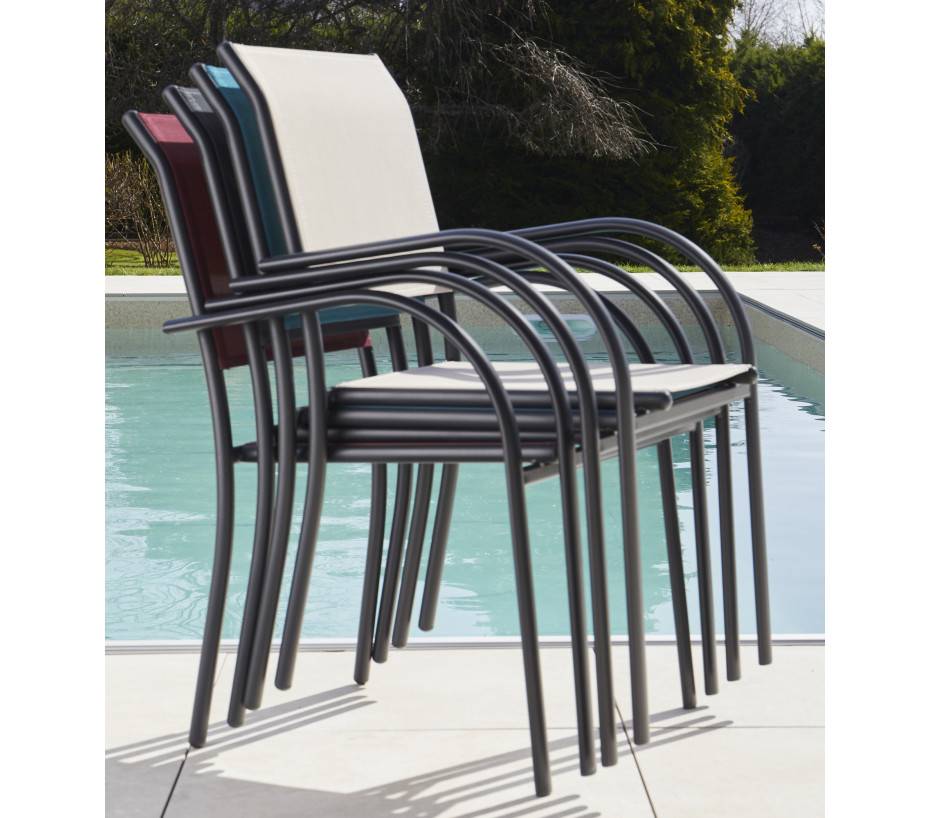 Ensemble table et chaises de jardin  6 places  Vert sauge  HONFLEUR BEZIERS - Image 5