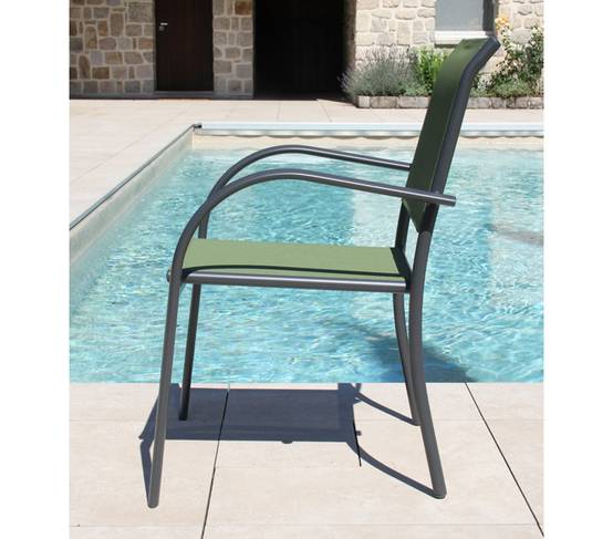 Ensemble table et chaises de jardin 6 places Vert sauge HONFLEUR BEZIERS - Image 8
