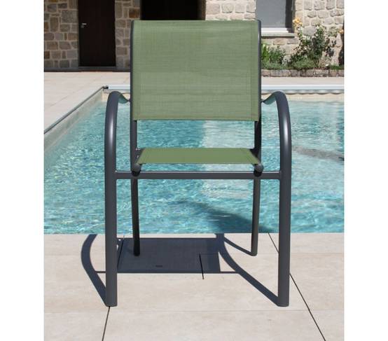 Ensemble table et chaises de jardin 6 places Vert sauge HONFLEUR BEZIERS - Image 7