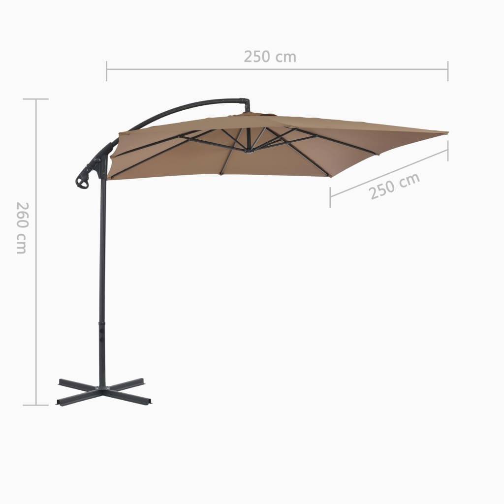 Helloshop26 - Parasol meuble de jardin en porte-à-faux avec poteau en acier 250 x 250 cm taupe - Image 8