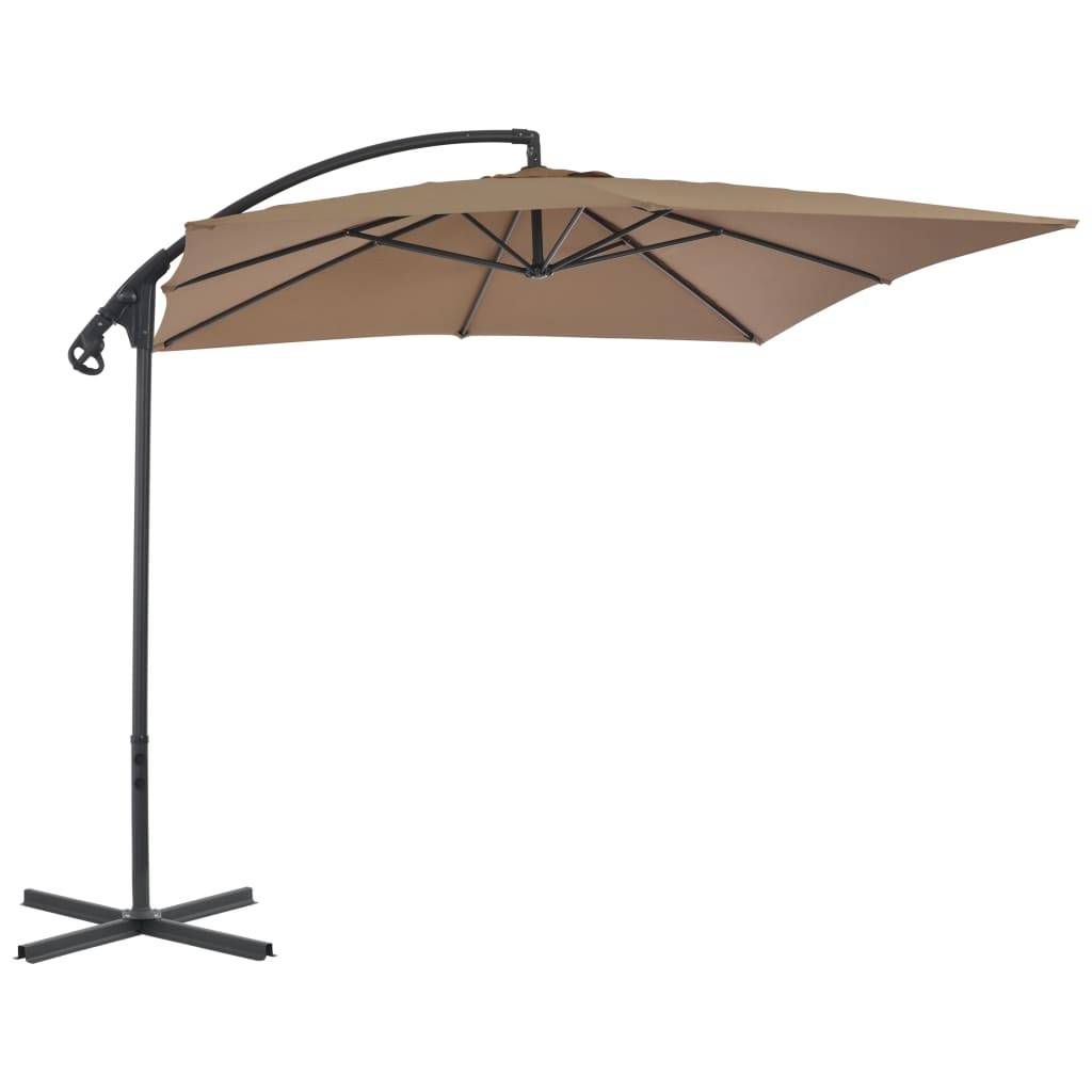 Helloshop26 - Parasol meuble de jardin en porte-à-faux avec poteau en acier 250 x 250 cm taupe - Image 1