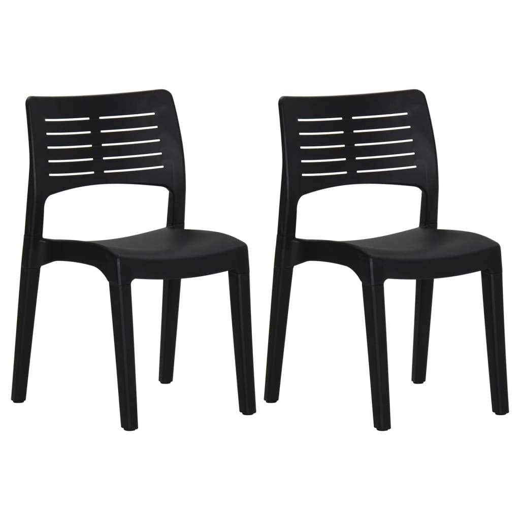 Lot de 2 Chaises de jardin - Chaises d'extérieur - Fauteuils de jardin Anthracite Polypropylène - Image 1