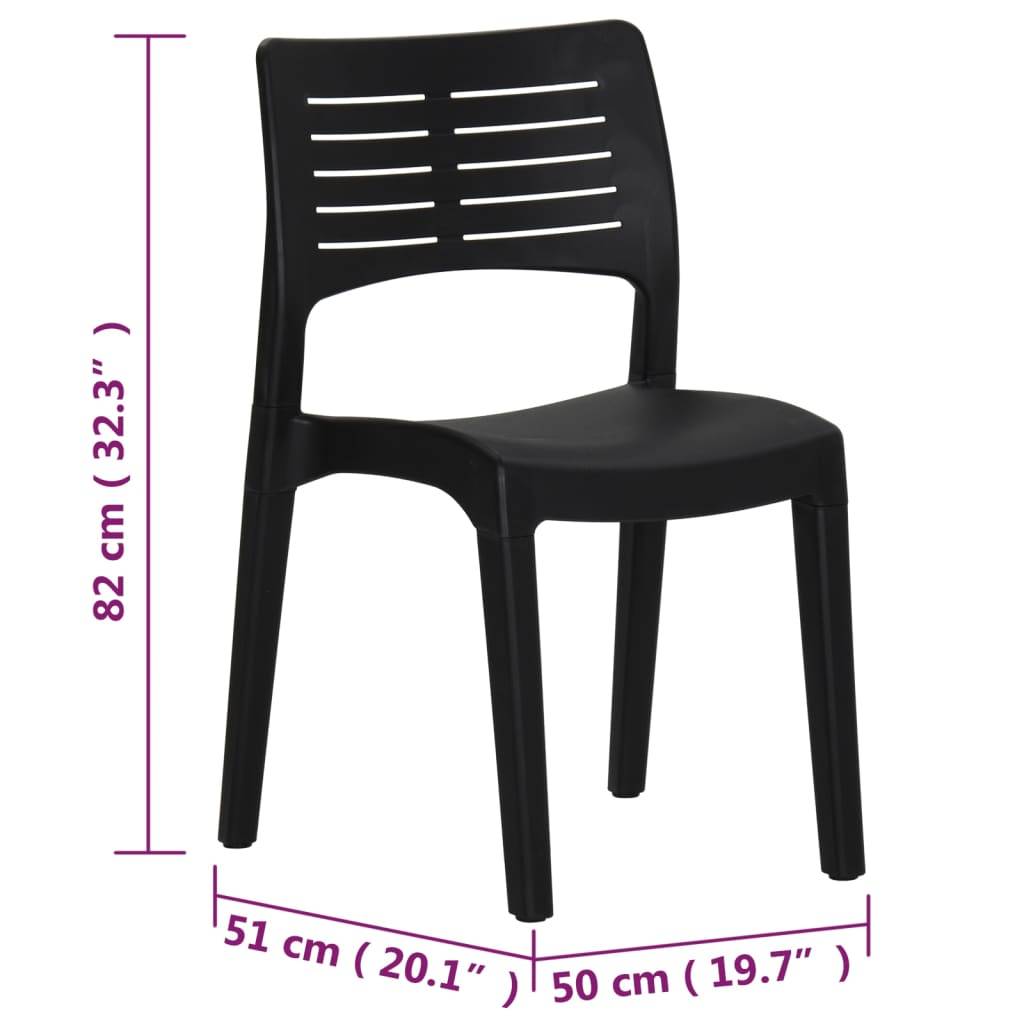 Lot de 2 Chaises de jardin - Chaises d'extérieur - Fauteuils de jardin Anthracite Polypropylène - Image 10