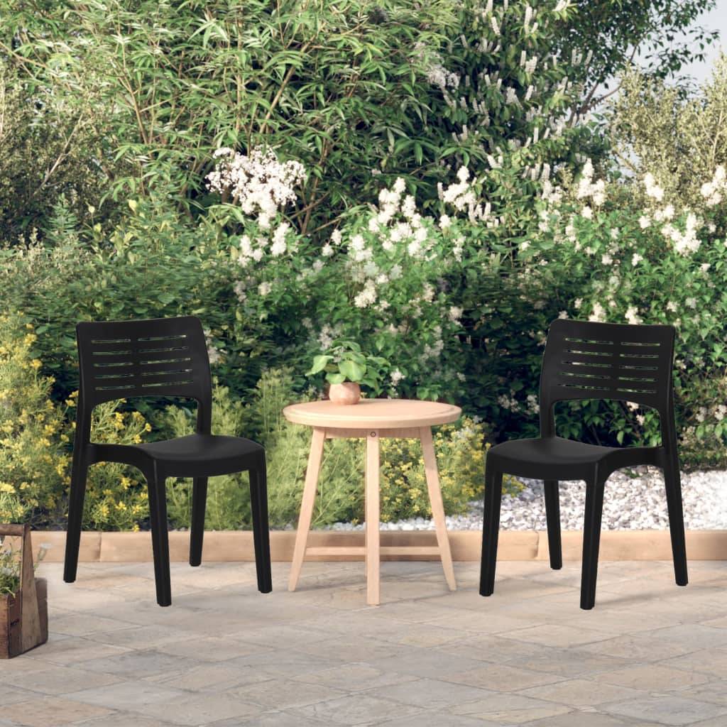 Lot de 2 Chaises de jardin - Chaises d'extérieur - Fauteuils de jardin Anthracite Polypropylène - Image 2