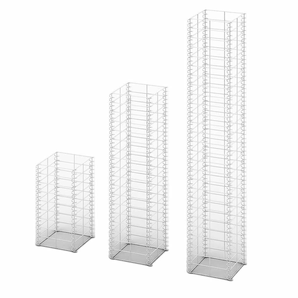 PANGIVO - Jeu de gabion 3 pcs Fil galvanisé 25 x 25 x 50 cm, 25 x 25 x 100 cm, 25 x 25 x 150 cm - PANGIVO - Image 2