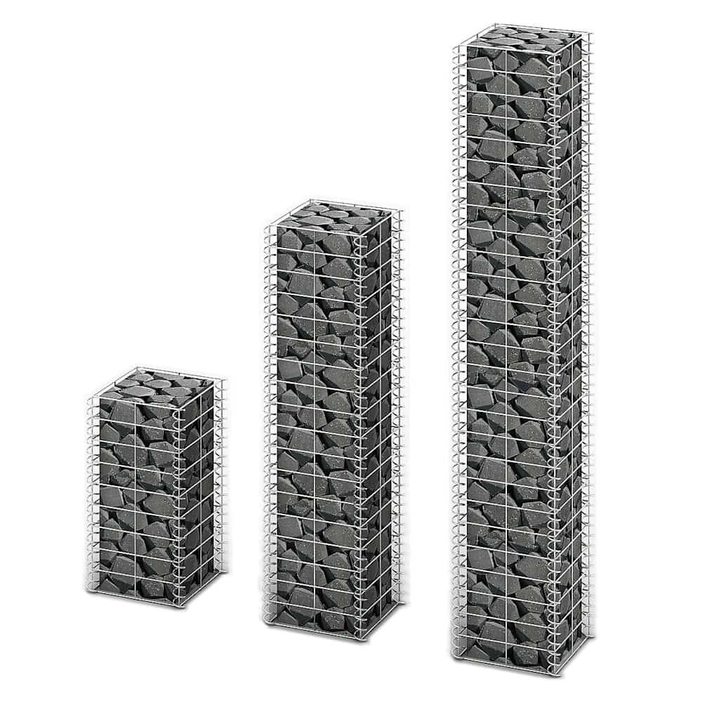 PANGIVO - Jeu de gabion 3 pcs Fil galvanisé 25 x 25 x 50 cm, 25 x 25 x 100 cm, 25 x 25 x 150 cm - PANGIVO - Image 1