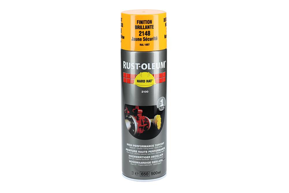 Couche de finition Hard Hat Ral-couleurs jaune narcisse RAL 1007 500ml - RUST-OLEUM - 2148 - Image 2