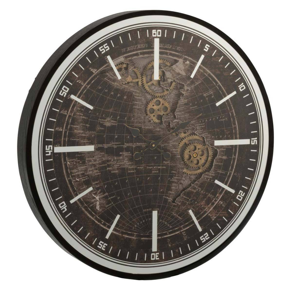 Horloge Murale "Mappemonde" 48cm Or & Noir - Image 1