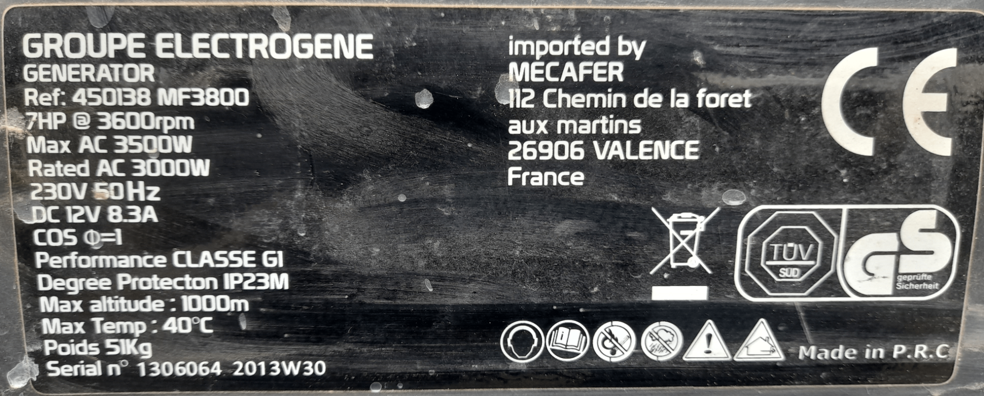 Groupe électrogène portable MF3800 - Réservoir 15 litres - 3500 W - MECAFER - 450138 - Image 7