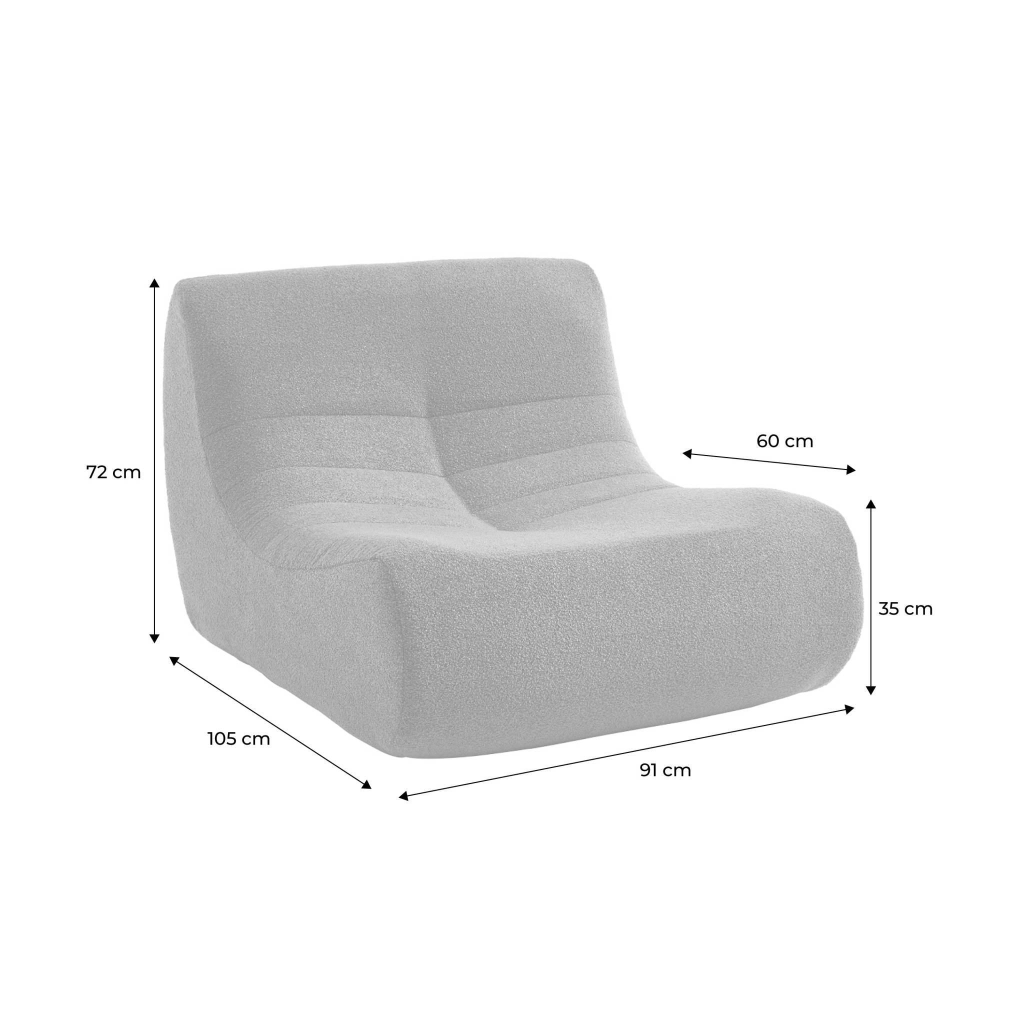 sweeek - Fauteuil chauffeuse en bouclette texturée anthracite style contemporain 1 place | sweeek - Image 4