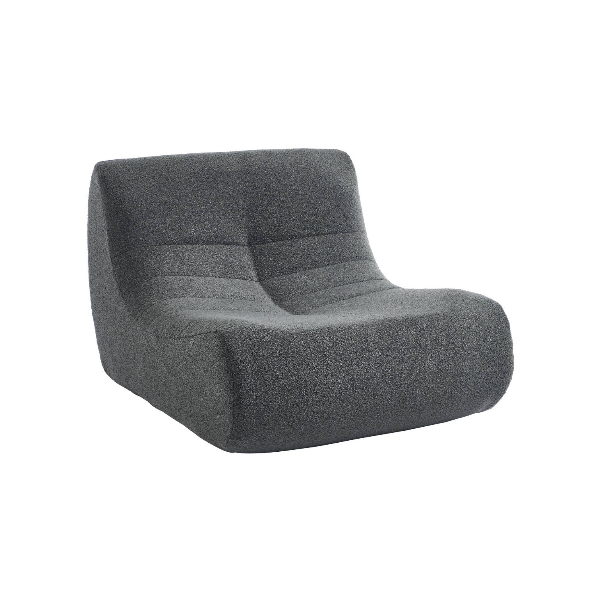 sweeek - Fauteuil chauffeuse en bouclette texturée anthracite style contemporain 1 place | sweeek - Image 2