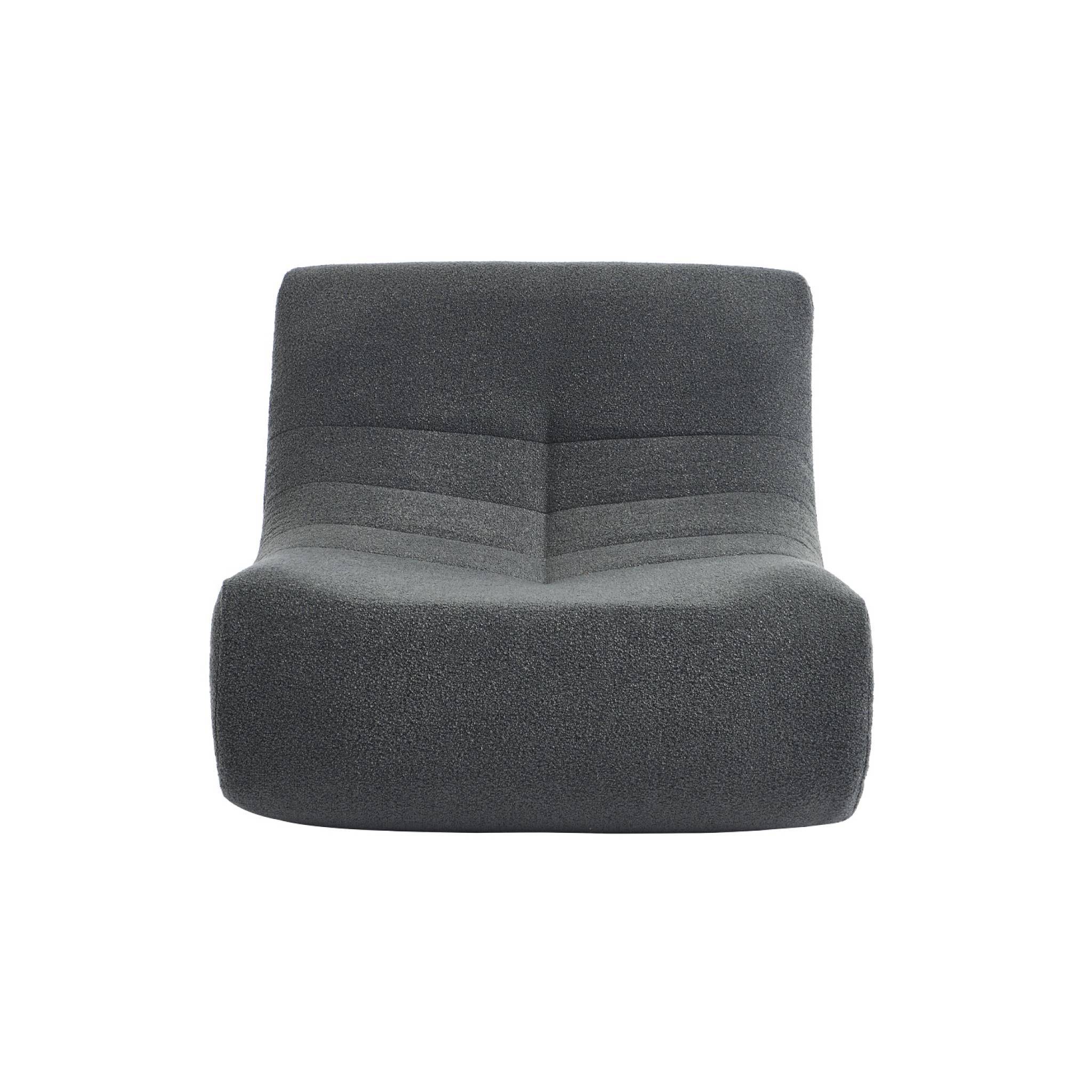 sweeek - Fauteuil chauffeuse en bouclette texturée anthracite style contemporain 1 place | sweeek - Image 5