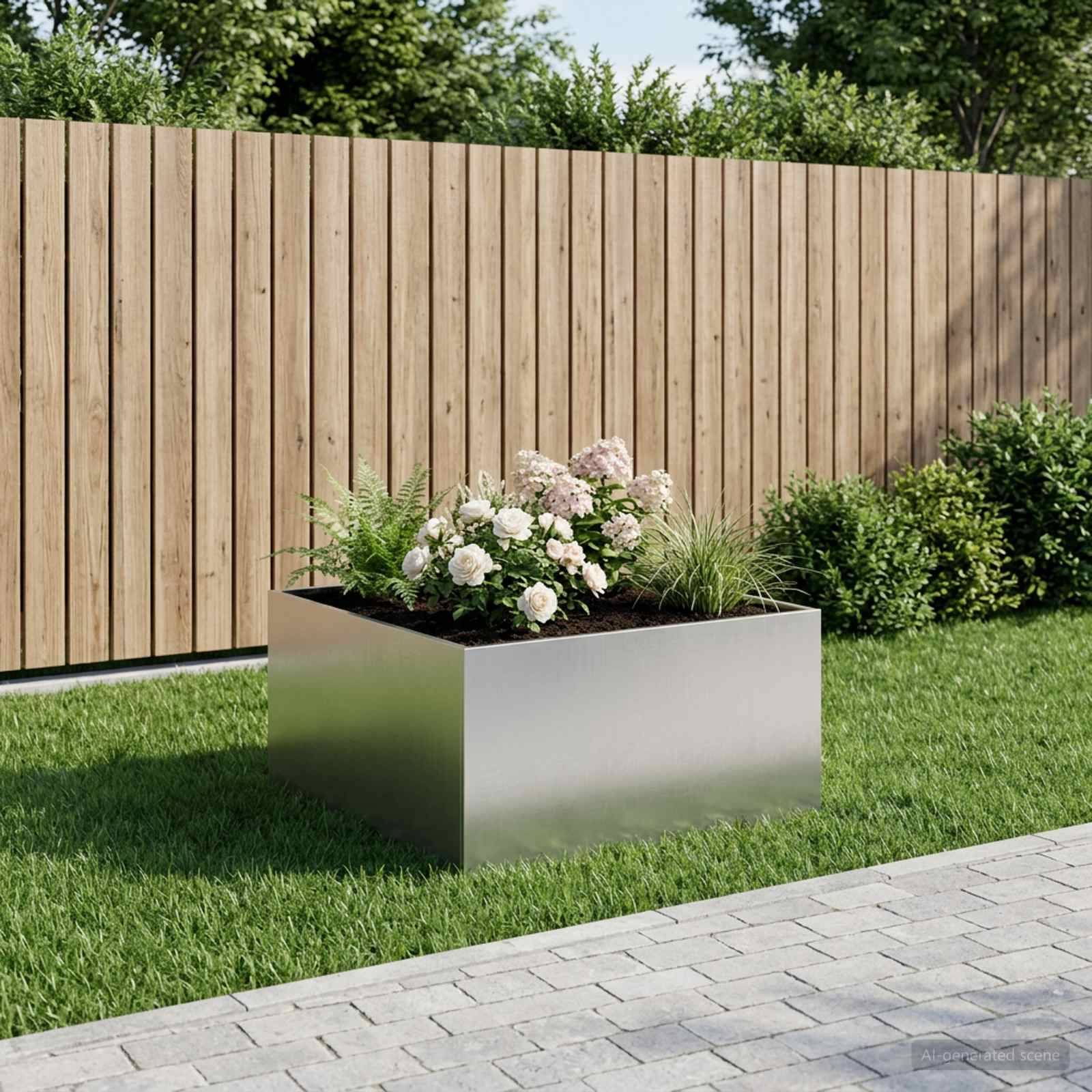 Vidaxl - Cache-pot de jardin Argenté 100 x 100 x 40 cm Acier inoxydable vidaXL 8005128 - Image 1