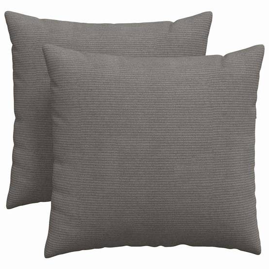 Lot de 2 Coussins Carrés Velours Côtelé Doux Décoratifs pour Salon Housse Lavable Gris Clair 45x45 cm – ComfortXL Outdoor Living - Image 2
