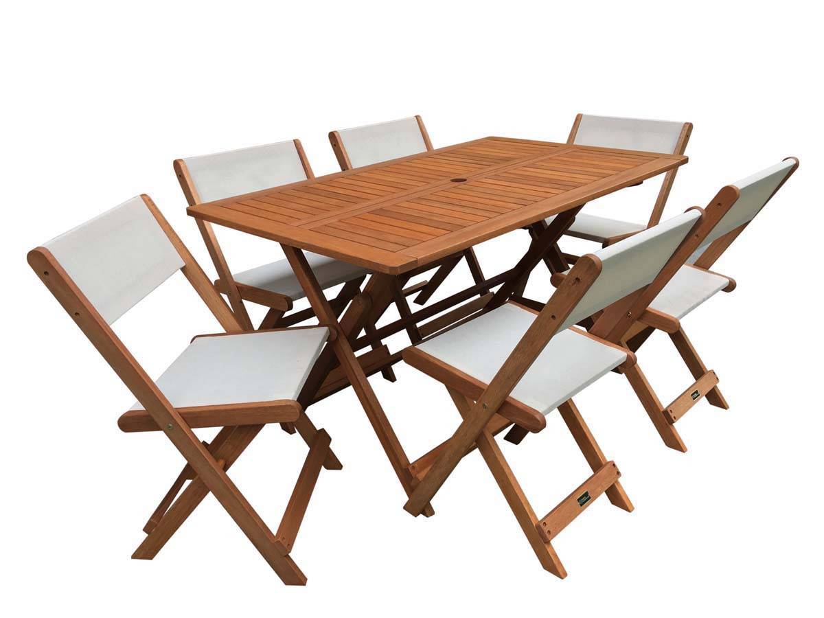 Habitat Et Jardin - Table Et Chaises De Jardin En Bois Exotique  "séoul" - 1 Table + 6 Chaises - Maple - Beige -habitat Et Jardin - Image 1
