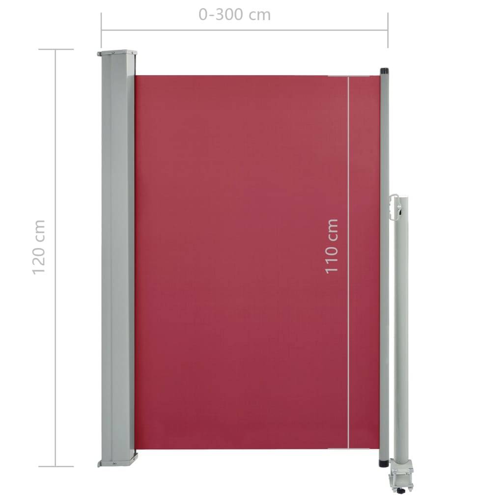 Helloshop26 - Auvent paravent store brise-vue latéral rétractable de patio jardin terrasse balcon protection visuelle écran 120 x 300 cm rouge - Image 6