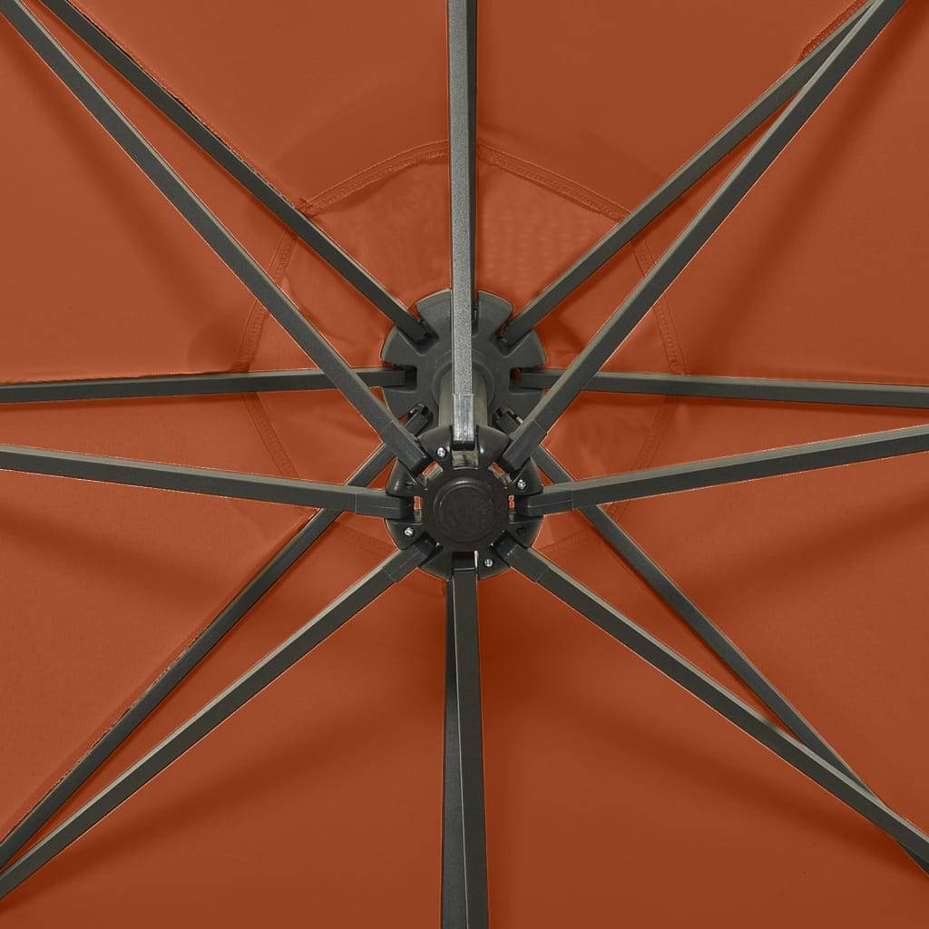 Helloshop26 - Parasol meuble de jardin déporté avec mât et lumières led 300 cm orange - Image 7