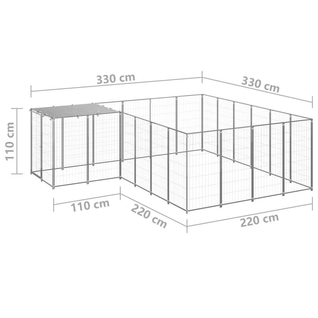 Helloshop26 - Chenil extérieur cage enclos parc animaux chien argenté 8,47 m² acier - Image 2