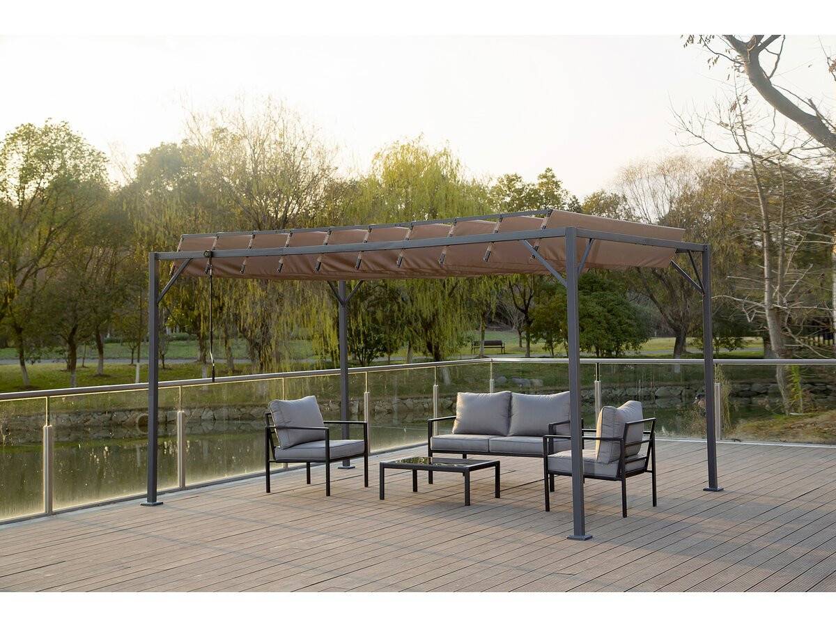 Habitat Et Jardin - Pergola Bioclimatique En Tissu "lodge" 3 X 4 M - Taupe -habitat Et Jardin - Image 2