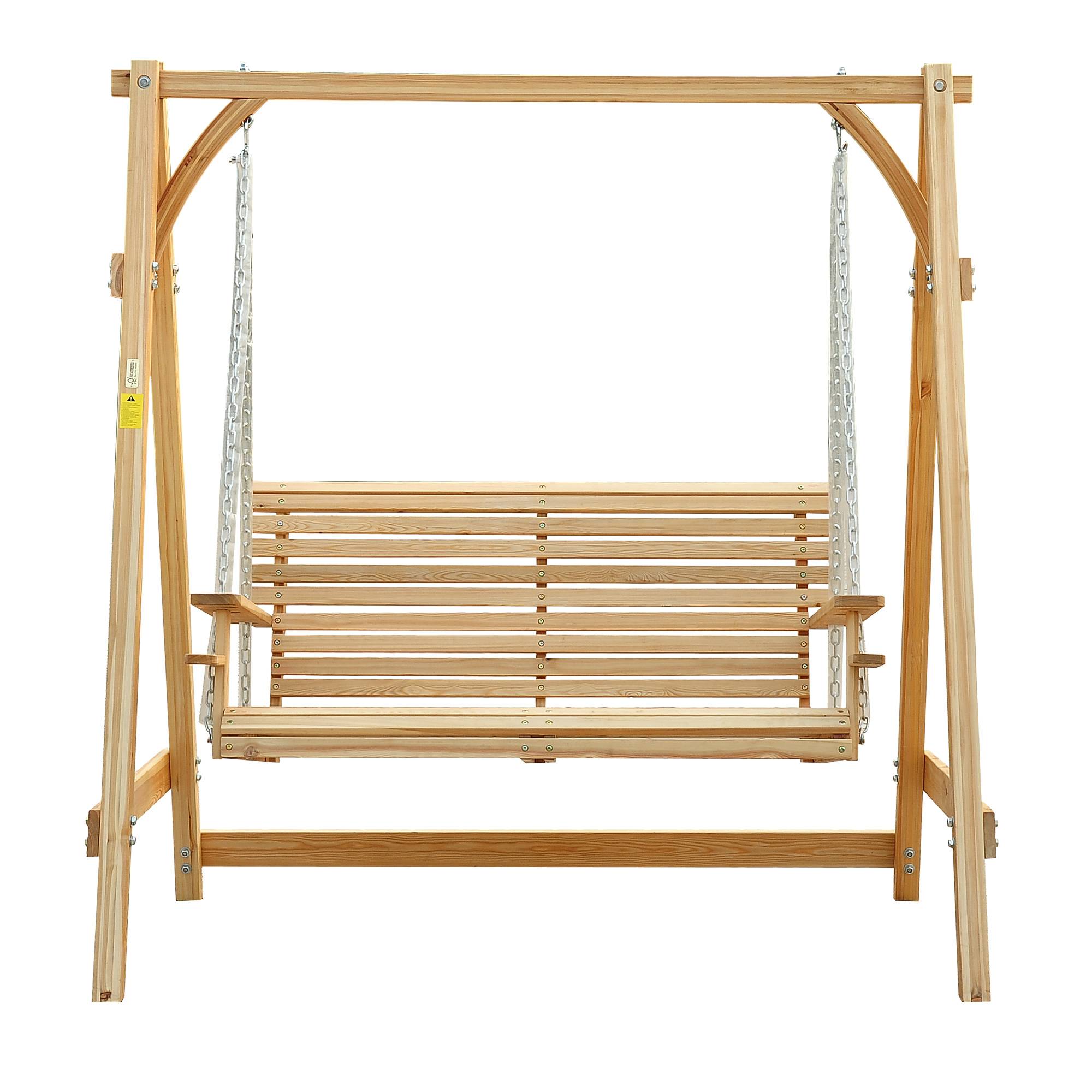 Outsunny - Balancelle de jardin 2 places dim. 1,8L x 1,2l x 1,85H m accoudoirs supports verres bois de mélèze pré-huilé - Outsunny - Image 7