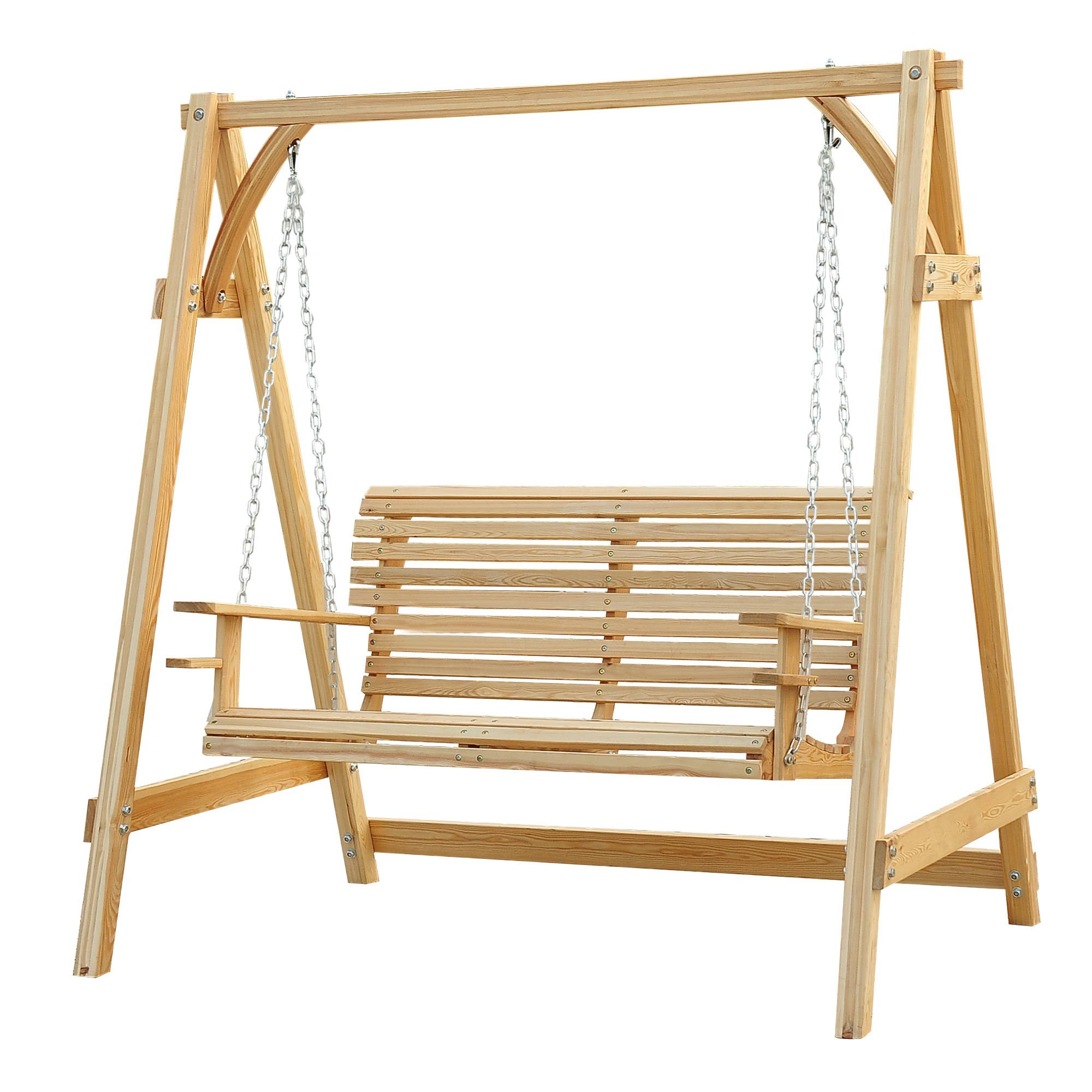 Outsunny - Balancelle de jardin 2 places dim. 1,8L x 1,2l x 1,85H m accoudoirs supports verres bois de mélèze pré-huilé - Outsunny - Image 1