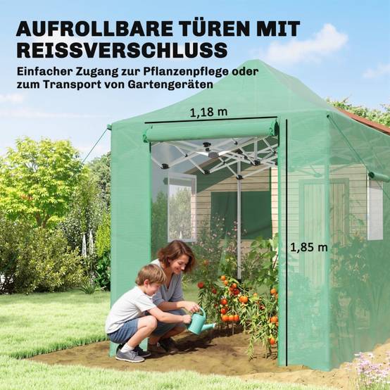 Serre de jardin pop-up Polyéthylène plantes Montage express 295x200x270 cm Vert - ComfortXL Outdoor Living - Image 6