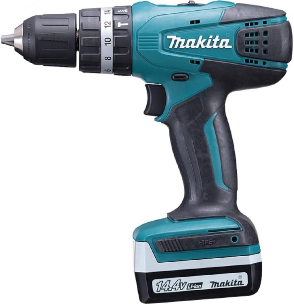 Makita - Perceuse visseuse à percussion 14,4 V Ø 10 mm - MAKITA - avec 2 batteries 14.4V 1,3 Ah - chargeur, coffret - HP347DWE - Image 2
