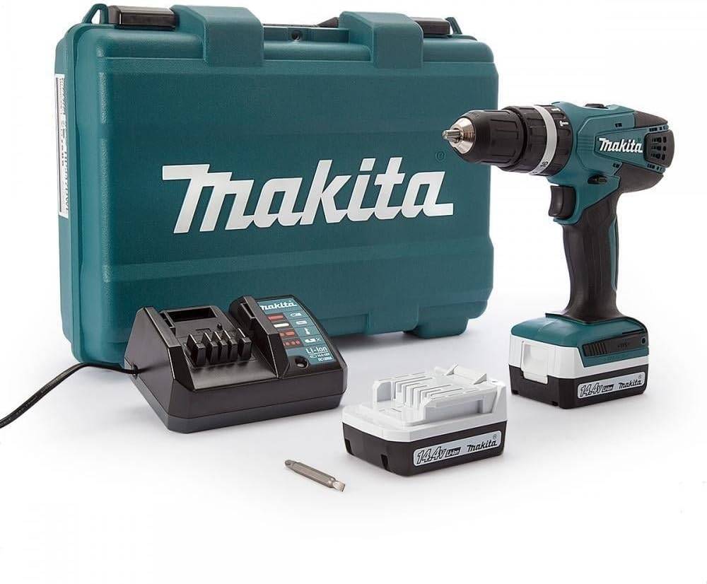 Makita - Perceuse visseuse à percussion 14,4 V Ø 10 mm - MAKITA - avec 2 batteries 14.4V 1,3 Ah - chargeur, coffret - HP347DWE - Image 1