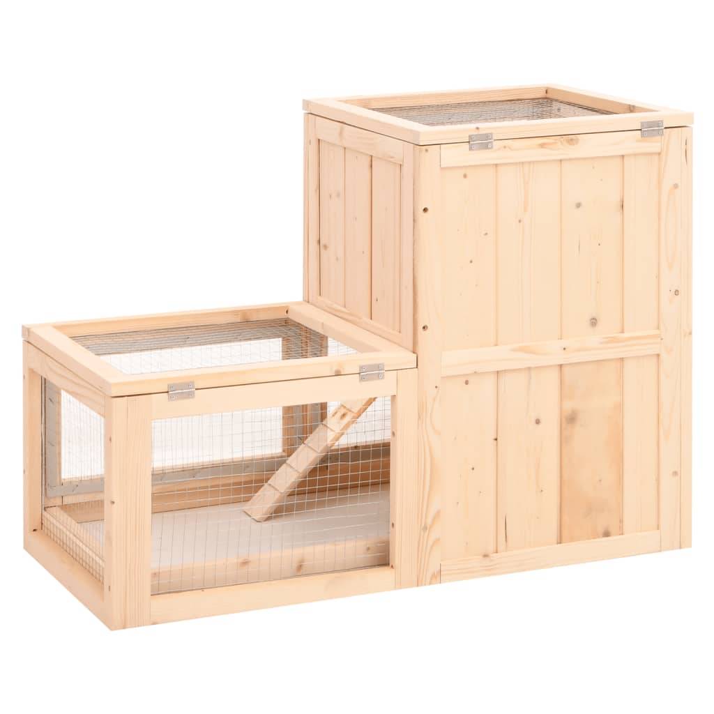 Cage à hamster 2 niveaux en bois avec roue et plateau 81x40x60 cm – ComfortXL Outdoor Living - Image 6