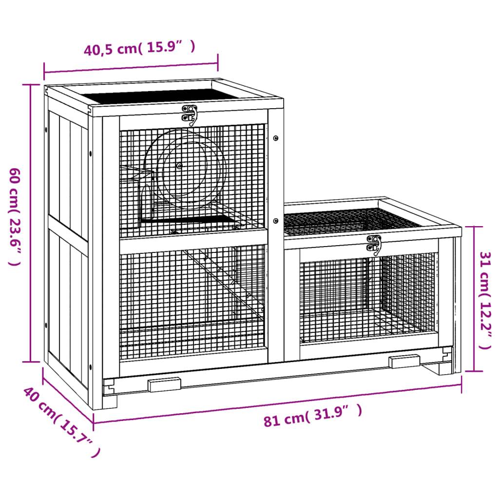 Cage à hamster 2 niveaux en bois avec roue et plateau 81x40x60 cm – ComfortXL Outdoor Living - Image 9