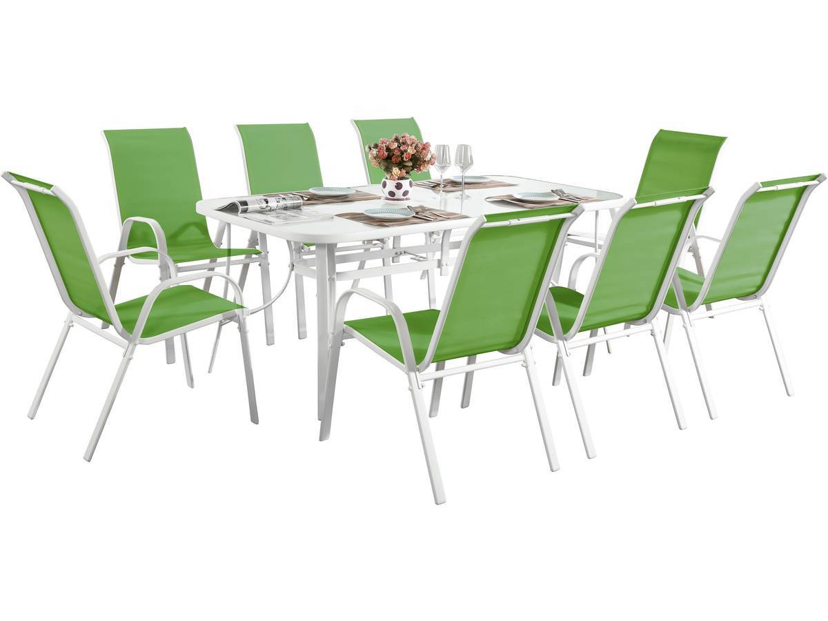 Habitat Et Jardin - Table Et Chaises De Jardin En Textilène "cordoba Xl 180" - Phoenix - 8 Places - Vert -habitat Et Jardin - Image 1