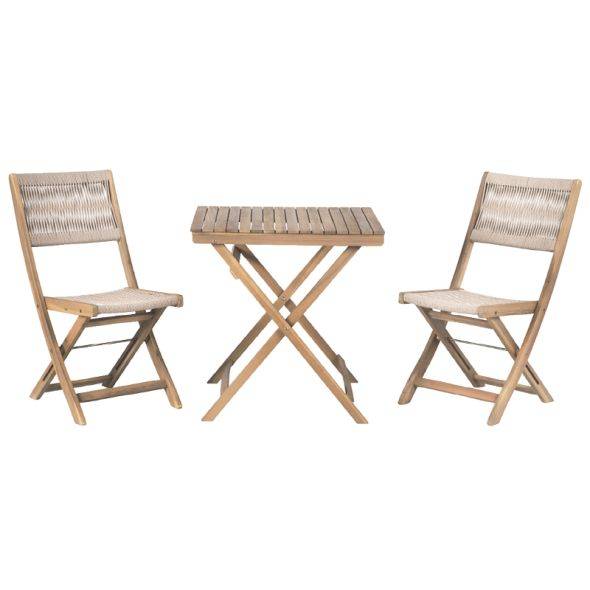 Beau Rivage - Ensemble repas AMILA 2 places en bois d'acacia blanchi FSC et corde beige Beau Rivage - Image 1