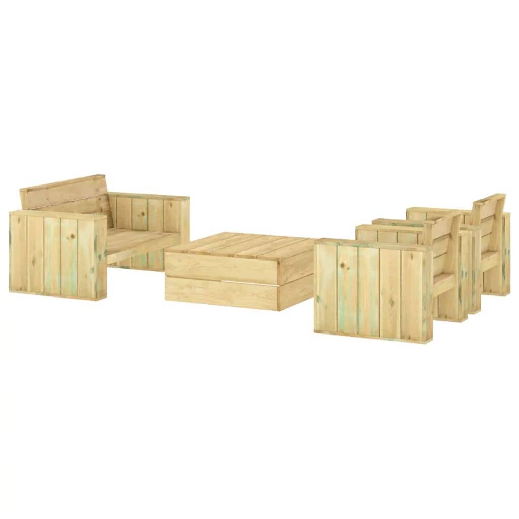 Helloshop26 - Salon de jardin meuble d'extérieur ensemble de mobilier 4 pièces bois massif de pin imprégné - Image 1