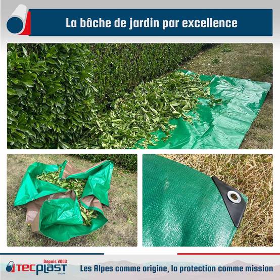 Bâche Jardin 4x5 m HQ250JD Verte et Marron - Haute Performance - Bâche étanche - Résistance Anti-UV TECPLAST - Image 2